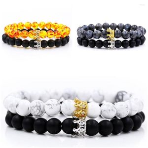 Strand 2pcs/conjunto de contas de pedra energética Mão estilo punk punk masculino e mulheres amizade jóias de joias de moda pulseira