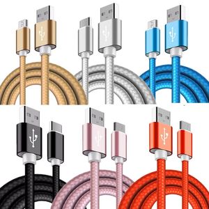 UNIVERSAL 1M 3FT TIPO C MICRO USB CABLES FABELA BRADIED NYLON METAL HOUSE CABO PARA SAMSUNG S10 S20 S22 S23 NOTA 10 HTC LG Xiaomi Android Phone