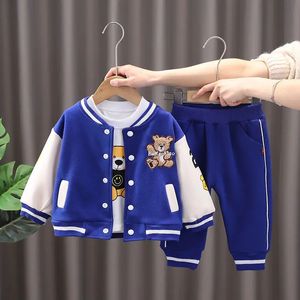 Clothing Sets Spring and Autumn Baby Boy Character Set Clothing Children's jacket+T-shirt+pants 3 pieces of children's cartoon pattern clothing 231124