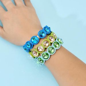 Charm Bracelets ZMZY Handmade Multicolor Custom Painting Big Crystal Elastic Armband Emaille Stretch Glass Bangle Tile Bead For Women