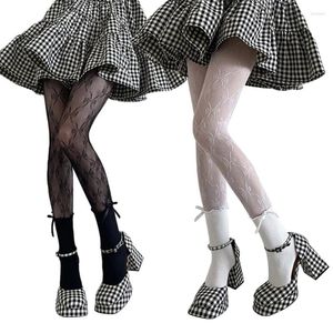Kadınlar çorap Japon dantel patchwork fishnet taytlar fırfır bowknot ayak bileği çorap külotlu çorap