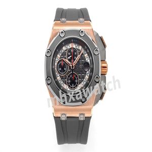 JJF factory produces men's watch 26568 size 44mm thick 14.43mm cal.3126 timing movement sapphire glass mirror titanium metal case natural rubber strap folding buckle