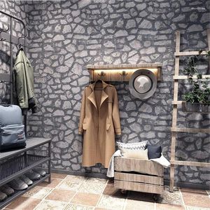 Wallpapers Wellyu Antique Marble Brick Pattern Industrial Wind Wallpaper Retro Clothing Shop Restaurant Gray