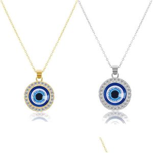 Anhänger-Halsketten Türkische Halskette mit bösem Blick Blaue Augen-Anhänger-Halsketten Boho-Schutzschmuck Drop-Delivery-Schmuck-Halsketten Anhänger Dho1R