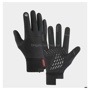 Five Fingers Gloves Outdoor Sports For Men Winter Plush Insation Windproof Touch Sn Women Bicycle Riding Waterproof And Anti Slip Dr Dhmfg