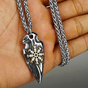 Colares de pingentes colar de bússola nórdica viking para homens mulheres aço inoxidável retrô punk amulet jóias atacadalependa