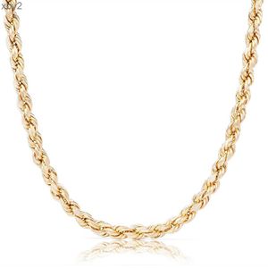 Ожерелья с подвесками, настоящие твердые 10K, 14K, 18K, 24K, твердые золотые веревочные цепи для мужчин, ожерелье в стиле хип-хоп