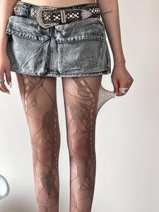 Women Socks Pantyhose Women's Fashion Wear Vintage Bilateral Irregular Jacquard Lace Screen Spring And Summer Hollow Stockings Leg Shaping