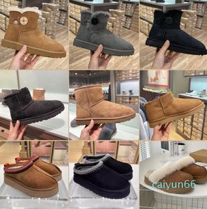 snow boots mini women winter warm windtight fur slipper ankle wool shoes sheepskin leather casual outside