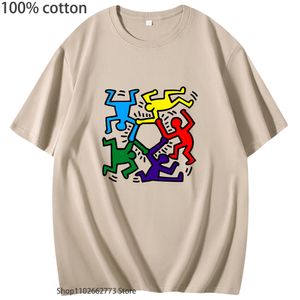 Camiseta feminina K-keith H-haring camisetas 100% algodão camiseta manga / quadrinhos camiseta masculina camisa macia de verão harajuku casual moda feminina roupas