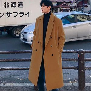 Men's Wool Blends Autumn Winter Men Medium Length Coat Thickened Fashionable Woolen Coat Korean Loose Casual Double Breasted Clothes 231123