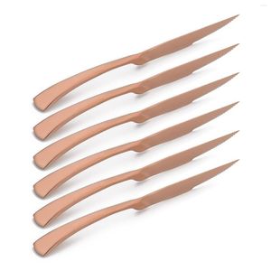 Flatvaruuppsättningar Luxury Mirror Rose Gold Sharp Steak Knife Cinner Set 18/10 Rostfritt stål Bordfästen