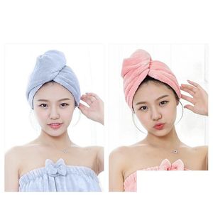 シャワーキャップ高品質の卸売クイック乾燥ラップマイクロファイバーヘアタオルカスタムガール女性用ドロップデリバリーホームガーデンba dhidj