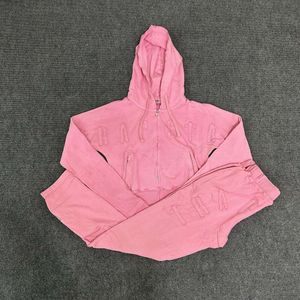 Trapstar Tracksuit Men Designer Bluza Bluza jesień/zima nowy zestaw różowy płaszcz młodzieżowy sweter z kapturem swobodny biały styl High Street Style