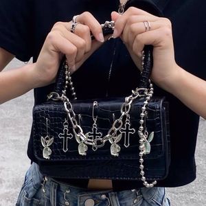 Bolsas de noite American Fashion Y2K Harajuku Ulzzang Pattern Square Ladies Dark Messenger Bag Vintage Mini Punk Gothic Women Hand Bag 230422