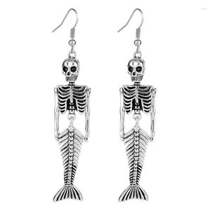 Dangle Earrings Halloween Mermaid Skeleton For Women Goth Jewelry Accessories Punk Fashion Long Flash Party Gift