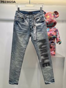 SS23 PB23023A Jeans da uomo Skinny Slim Fit Materiale di rivestimento lavato Denim di lusso Elastico Moto Uomo Originale TOP Designer SZ30-40