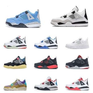 Top Quality j4 New 4s Jumpman Baby Military Nero Scarpe da basket Bambini Union Fire Red 4 Black Cat All White Pink Infant Boy Girl Sneakers
