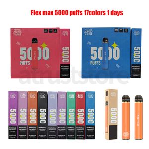 Sigarette Eletroniche Flex Maxi 5000 Puffs 650MAH12ML 프리 필링 장치 일회용 전자 담배 승인 17 Flavors Randm Tornado