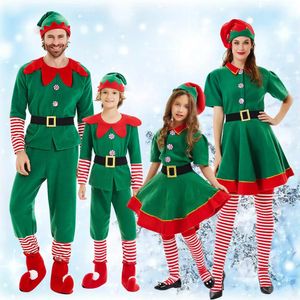 Dopasowanie rodzinne Boys Boys Elf Costume Dziewczyny Święty Święty Święty Zielony Elf Sukienka dla dzieci dorosłych Dopasowanie strojów Cosplay Zestawy odzieży 231124