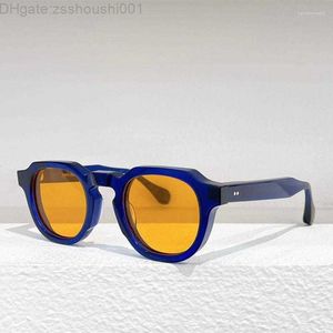 Sonnenbrille Japanische TV-Serie1 Retro Dunkelklar Blau Runder Typ Für Männer Und Frauen Handgefertigte 8,0 Mm Dicke Acetat-Solarbrille SUN3