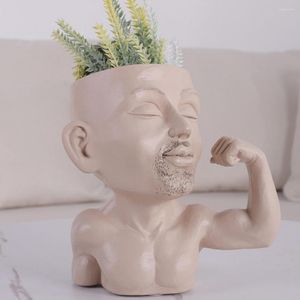 Vasen Modern Face Planter Pot Lightweight Muscle Men Funny Flower Cultivate Plant