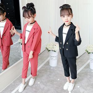 Completi di abbigliamento Abito da cerimonia formale per ragazze in forma per bambini per pantaloni da giacca per bambini Bambini 2 pezzi Giacca da scuola per bambini da casa