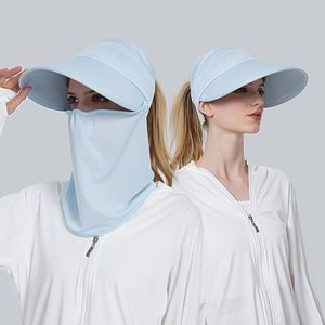 Geniş Memlu Şapkalar Kova Şapkaları Moda Kadın Güneş Şapkası Yüz Maskesi Açık Güneşlik Nefes Alabaş Plaj Bayanlar Kapak Geniş Brim Visor Sunhat Kadın 230424