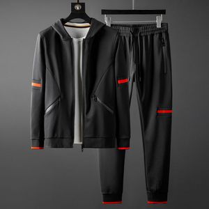 Herrspårsfall Minglu Men Set Sweatshirtspants Luxury Autumn Winter Sport Mens Hoodies Elastic Waist Man Set med Pants Plus Size 5XL 230424