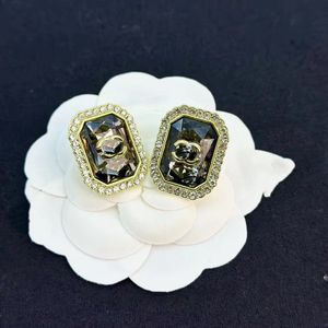 18k Gold Plated Luxury Brand Designers Letters Stud Earrings Classical Geometric Women 925 Silver Crystal Rhinestone Earring