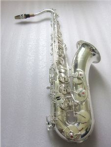 Sassofono tenore di alta qualità Sassofono Sib professionale Ottone Placcato argento Strumento musicale Sax con custodia