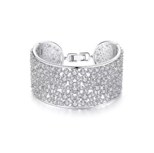 Bröllopsarmband lyxiga dam Big armband diamantvitt guldfyllda engagemang bröllop armband för kvinnor brud smycken