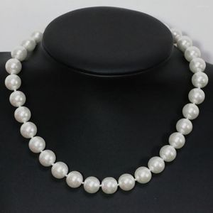 Ketten Schöne weiße Muschel Simulierte Perlen Charms Runde Perlen 8-14mm Elegante Damenkette Halskette 18inch B1443