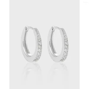 Stud Earrings INS Style Minimalist Temperament Single Sided Micro Paved CZ S925 Sterling Silver Circular Hoop For Women