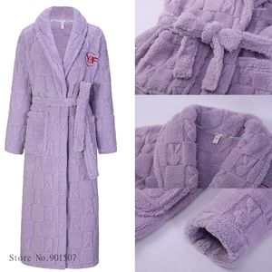 Men's Sleepwear Women Thicken Long Bathrobe Men Shower Kimono Robes Warm Autumn Winter Coral Fleece Robe Soft Bath Gown Plus Size 3Xl