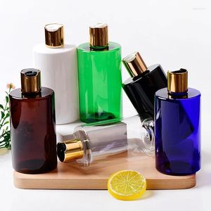 Storage Bottles 20pcs 300ml Empty Black White Plastic Bottle With Gold Disc Cap For Shampoo Shower Gel Liquid Soap Washing Cleaning