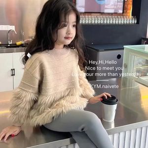 Sets Girls Solid Color Knit Sweater Coat 2023 Autumn Children Wool Knitted Tops Winter Pullover Bottom Kawaii 231123