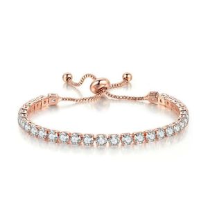 Chain Adjustable Chains Bracelets For Women 4.0 Round Cubic Zirconia Classic Tennis Bracelet Fashion Jewelry Drop Delivery Jewelry Bra Dhcqz