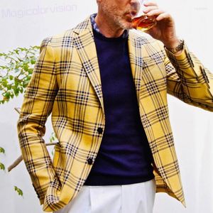 Men's Suits Suit Fashion Plaid Single Row Two Buttons Slim Fit Men's Coat