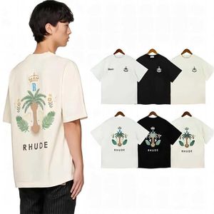 2023 Top Craftsmanship Rhude Mens Thirts Summer Designer Tshirts Street Casual Short Short Beach Style Tees Cotton Sconing Shirt Wh16