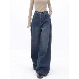 Женские джинсы мода Y2K высокая талия с широкой ногой джинсы Женщины винтажная уличная одежда джинсовая лодка Негабаритная женщина шикарная мама мешковатые джинсы Женщина 230424