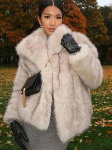 Women's Fur Elegant Warm Faux Coat Women Long Sleeve Covered Button Lapel Fluffy Female Coats 2023 Winter Fashion Loose Ladies Outwear