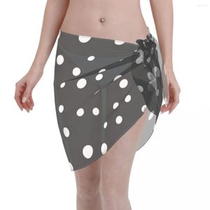 Women's Swimwear Cute Polka Dot Women Beach Bikini Cover Up Wrap Chiffon Pareo Scarf Sarong Dress Casual Bikinis Ups Skirts