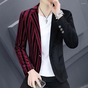 Mäns kostymer 2023 Boutique Men's Fashion Gentleman Casual All-Match Small Suit Striped Korean Version av Teenage Wedding Slim Business