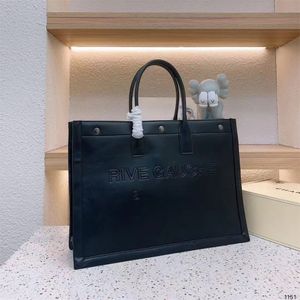 Relief Leather Tote Bag Beach Sunmmer Women RIVE GAUCHE Handbag Straw Braid Shoulder Bag Shopping Bags Purse Embossed Letters Shoulders tote bags