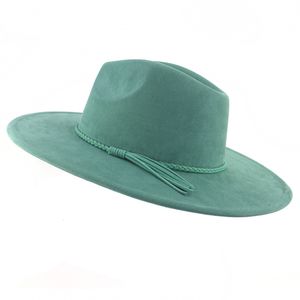 Шляпа шляпы с широкими кражами ведра шляпы из искусственной замшевой шляпы 9,5 см края федора.