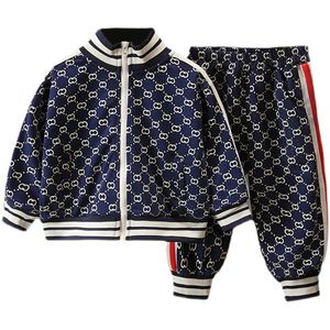 Set di abbigliamento Set di abbigliamento per ragazzi Nuova giacca in cotone alla moda per bambini primavera e autunno + pantaloni 2 pezzi di abbigliamento sportivo per bambini 231124