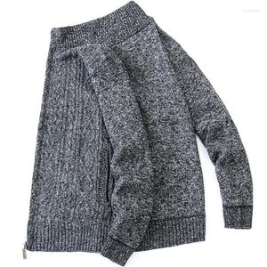 Męskie swetry męskie płaszcz męski/zimowy dzianin faux fur wełna sweter zamek błyskawiczny stojak na szyję Stylowy stały kolor kurtkę