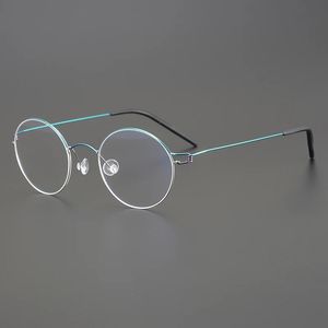 Solglasögonramar Danmark Märkesdesigner Skruvlösa glasögon Retro rundtråd Luftkant Glasögon Frame Ultralight Men Women Myopia Eyewear 231123