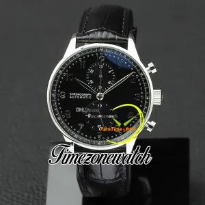 41mm Portugieser Chronograph Quartz Mens Watch 371447 Mens Watch Black Dial Steel Csse Leather Strap Stopwatch New Watches Timezonewatch Z03a09